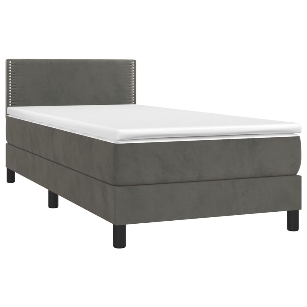 vidaXL Boxspring met matras fluweel donkergrijs 100x200 cm afbeelding