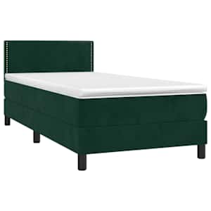 Box spring postelja z vzmetnico temno zelena 100x200 cm žamet - slika 3