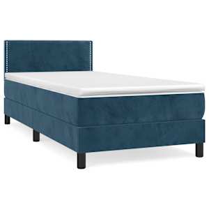 Box spring postelja z vzmetnico temno modra 100x200 cm žamet - slika 2