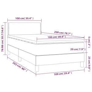 Box spring postel s matrací tmavě modrá 100x200 cm samet - obrázek 8