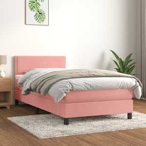 Box spring postel s matrací růžová 100x200 cm samet - obrázek 1