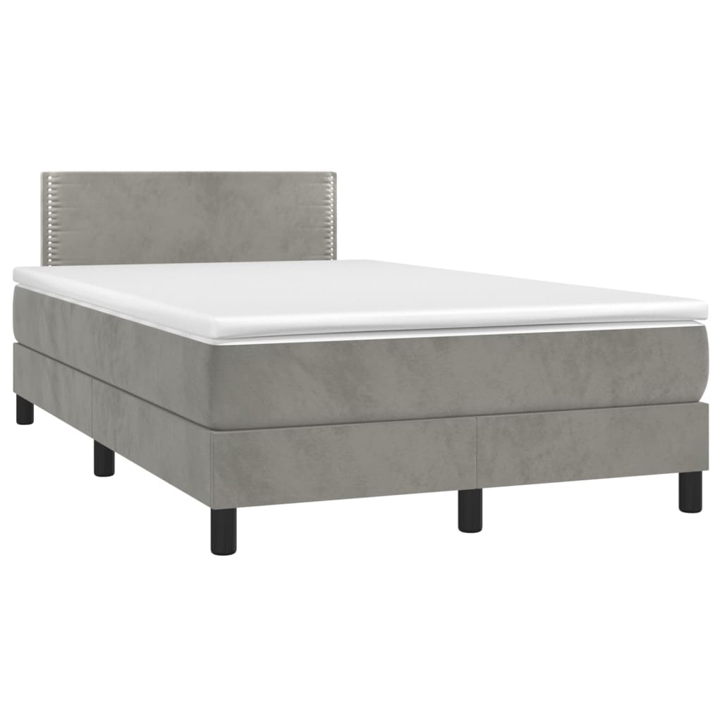 vidaXL Sommier à lattes de lit et matelas Gris clair 120x200cm Velours