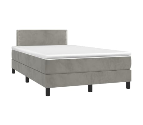 vidaXL Sommier à lattes de lit et matelas Gris clair 120x200cm Velours