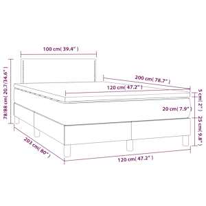 Box spring postel s matrací světle šedá 120 x 200 cm samet - obrázek 7