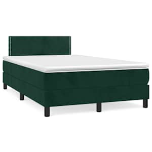 Box spring postelja z vzmetnico temno zelena 120x200 cm žamet - slika 2