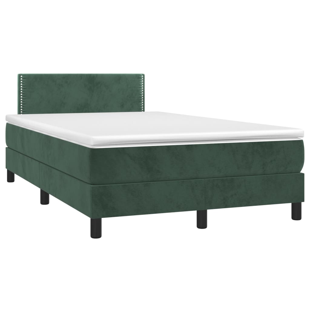Thumbnail - vidaXL Boxspringbett mit Matratze Dunkelgrün 120x200 cm Samt