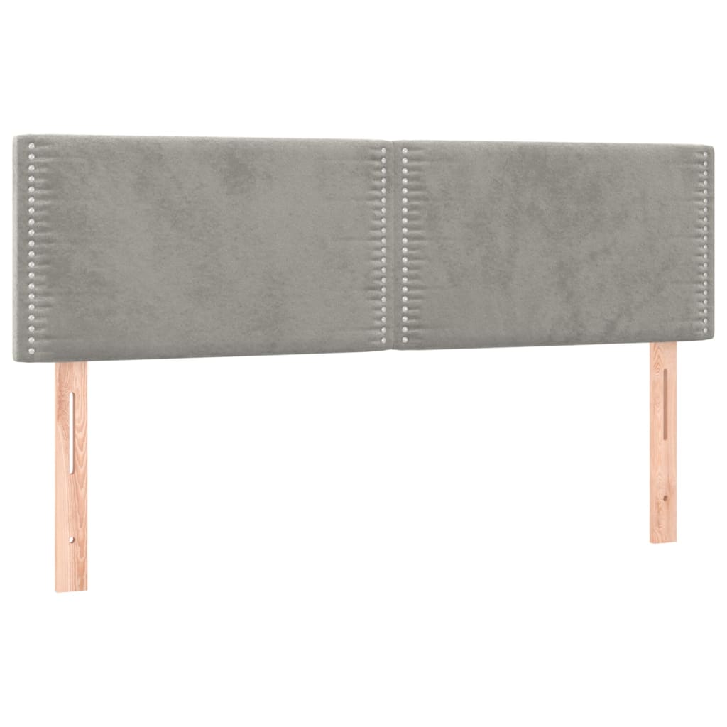 Pat box spring cu saltea, gri deschis, 140x190 cm, catifea