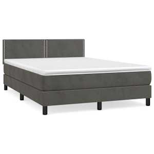 Box spring postel s matrací tmavě šedá 140x200 cm samet - obrázek 2