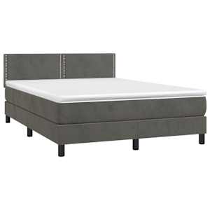 Box spring postel s matrací tmavě šedá 140x200 cm samet - obrázek 3