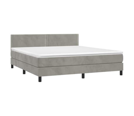 vidaXL Sommier &agrave; lattes de lit et matelas Gris clair 160x200cm Velours