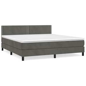 Box spring postel s matrací tmavě šedá 160x200 cm samet - obrázek 2