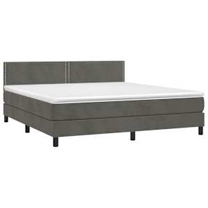 Box spring postel s matrací tmavě šedá 160x200 cm samet - obrázek 3