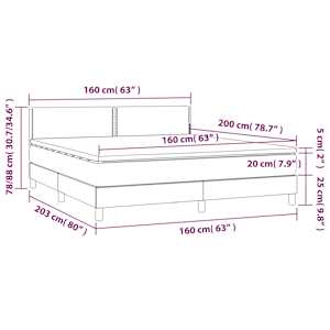 Box spring postel s matrací tmavě šedá 160x200 cm samet - obrázek 7