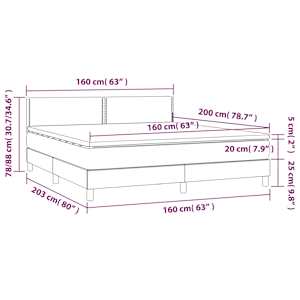 Box spring postel s matrací černá 160x200 cm samet - obrázek 7