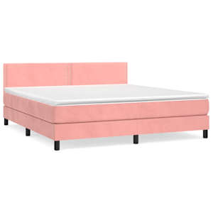 Box spring postel s matrací růžová 160x200 cm samet - obrázek 2