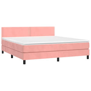 Box spring postel s matrací růžová 160x200 cm samet - obrázek 3