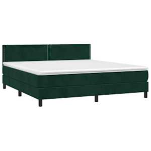 Box spring postel s matrací tmavě zelená 180x200 cm samet - obrázek 3