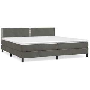 Box spring postel s matrací tmavě šedá 200x200 cm samet - obrázek 2