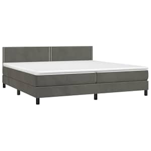 Box spring postelja z vzmetnico temno siva 200x200 cm žamet - slika 3
