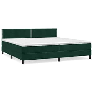 Box spring postel s matrací tmavě zelená 200x200 cm samet - obrázek 2