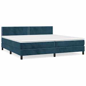 Box spring postel s matrací tmavě modrá 200x200 cm samet - obrázek 2