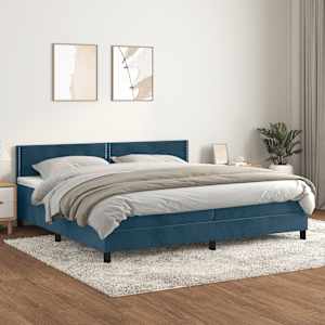 Box spring postelja z vzmetnico temno modra 200x200 cm žamet