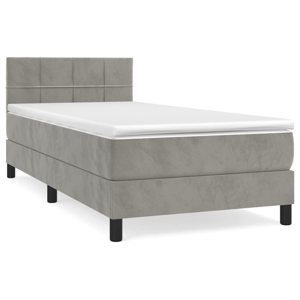 E-shop vidaXL Posteľný rám boxsping s matracom bledosivý 80x200 cm zamat