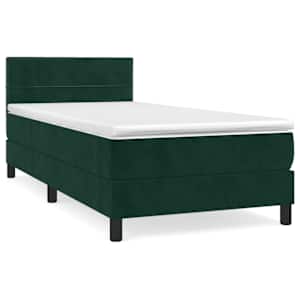 Box spring postel s matrací tmavě zelená 80 x 200 cm samet - obrázek 2