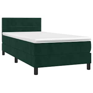 Box spring postelja z vzmetnico temno zelena 80x200 cm žamet - slika 3