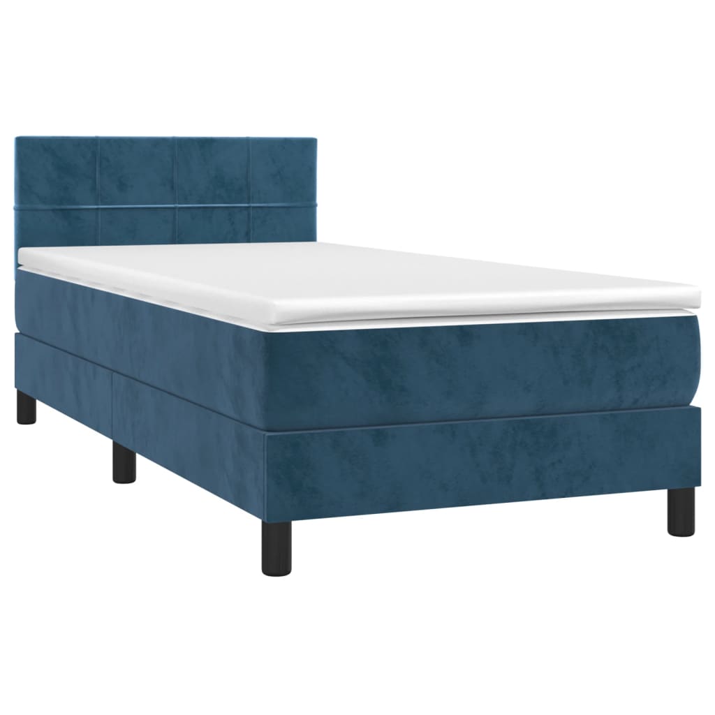 vidaXL Boxspring met matras fluweel donkerblauw 80x200 cm afbeelding