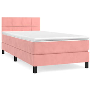 Box spring postel s matrací růžová 80 x 200 cm samet - obrázek 2