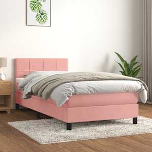 Box spring postel s matrací růžová 80 x 200 cm samet - obrázek 1