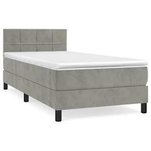 Box spring postel s matrací světle šedá 90x190 cm samet - obrázek 2