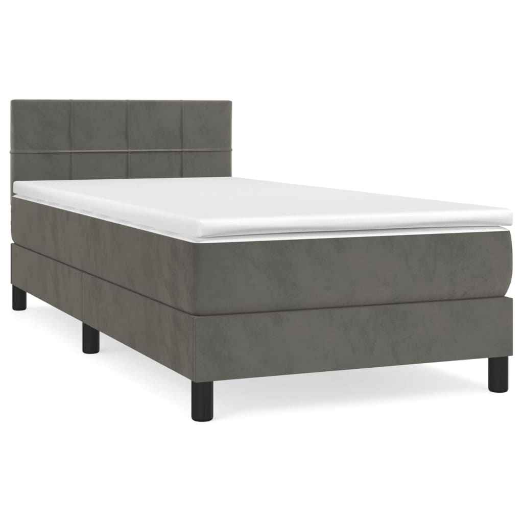 Thumbnail - vidaXL Boxspringbett mit Matratze Dunkelgrau 90x190 cm Samt