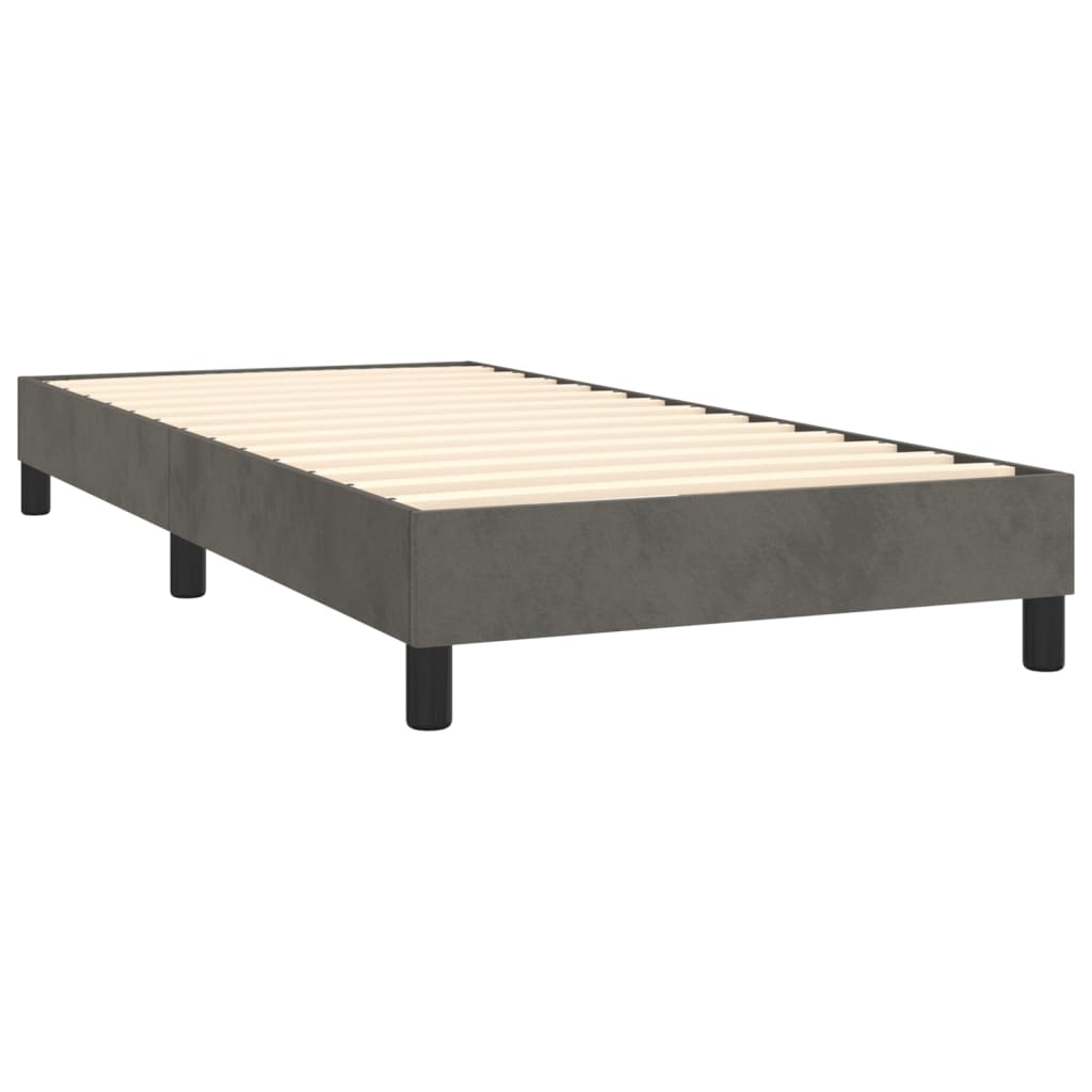 sötétszürke bársony rugós ágy matraccal 90x190 cm