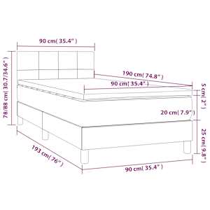Box spring postelja z vzmetnico črn 90x190 cm žamet - slika 7