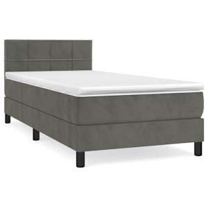 Box spring postel s matrací tmavě šedá 90x200 cm samet - obrázek 2