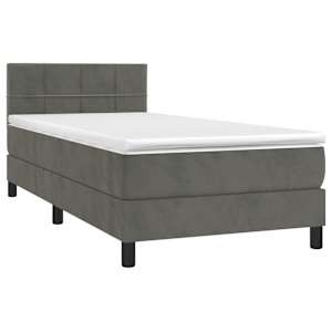 Box spring postel s matrací tmavě šedá 90x200 cm samet - obrázek 3