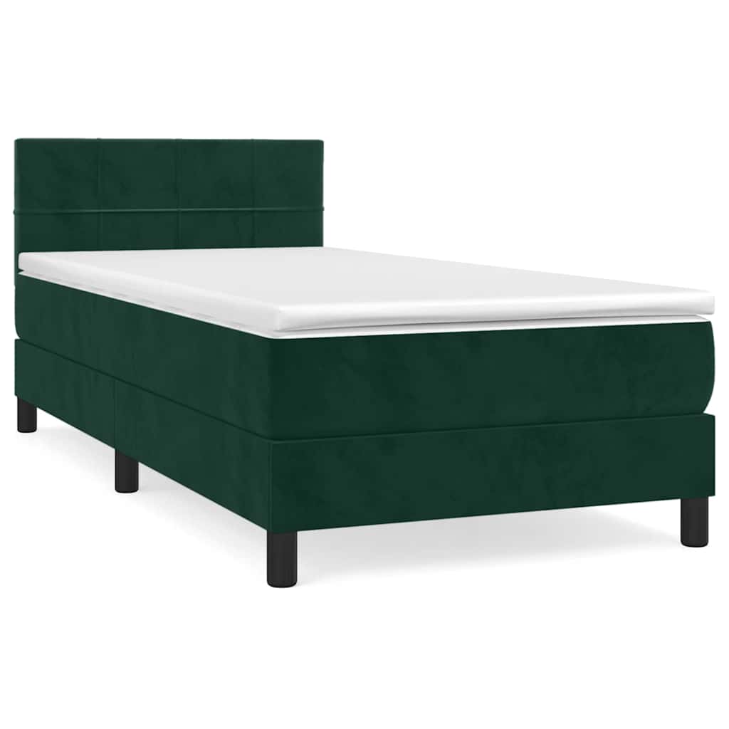vidaXL Box spring postel s matrací tmavě zelená 90x200 cm samet