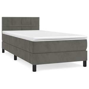 Box spring postel s matrací tmavě šedá 100x200 cm samet - obrázek 2