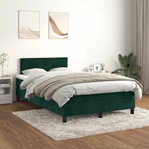 Box spring postelja z vzmetnico temno zelena 120x200 cm žamet