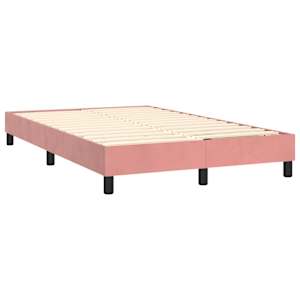 Box spring postelja z vzmetnico roza 120x200 cm žamet - slika 4