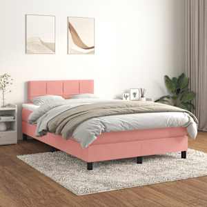 Box spring postel s matrací růžová 120 x 200 cm samet - obrázek 1