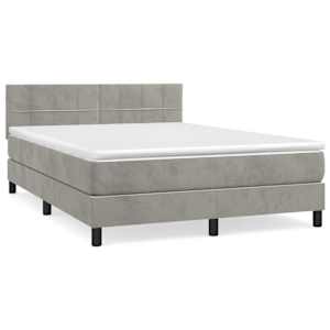 Box spring postel s matrací světle šedá 140x190 cm samet - obrázek 2