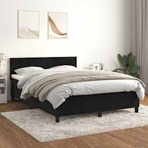 Box spring postel s matrací černá 140 x 190 cm samet - obrázek 1