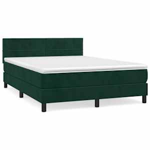Box spring postel s matrací tmavě zelená 140x190 cm samet - obrázek 2