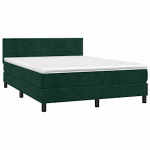 Box spring postel s matrací tmavě zelená 140x190 cm samet - obrázek 3