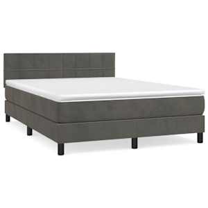 Box spring postel s matrací tmavě šedá 140x200 cm samet - obrázek 2