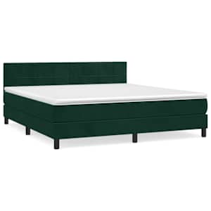 Box spring postel s matrací tmavě zelená 160x200 cm samet - obrázek 2