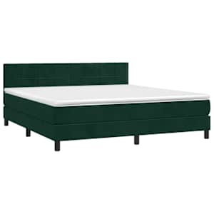 Box spring postelja z vzmetnico temno zelena 160x200 cm žamet - slika 3